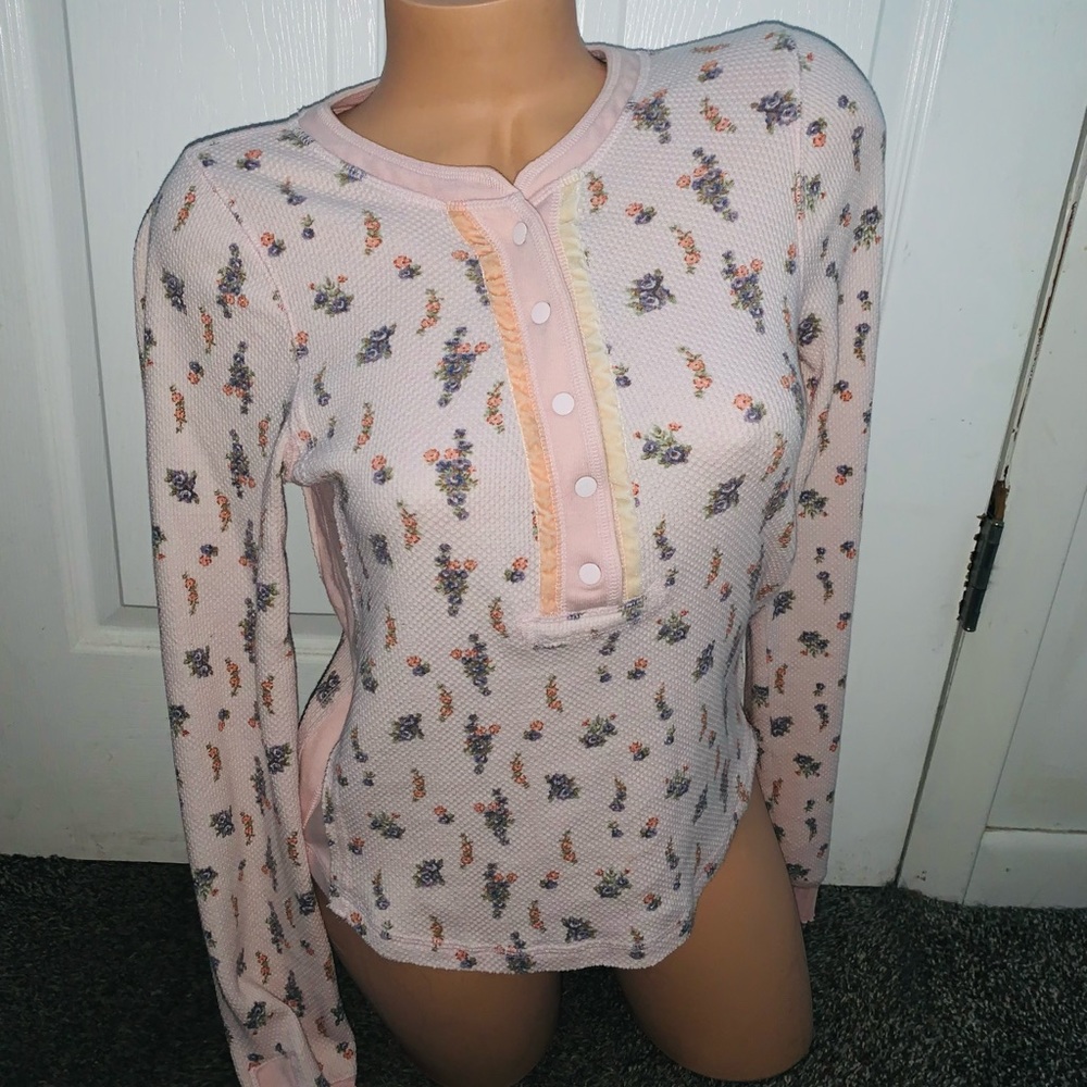 Free People floral button up henley